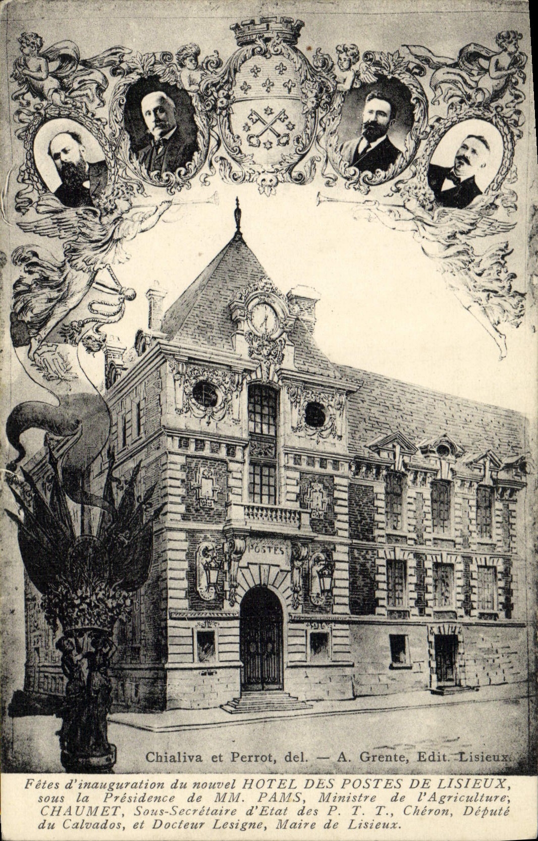 CPA Poste Lisieux Fete de l'inauguration du nouvel Hotel des Postes 