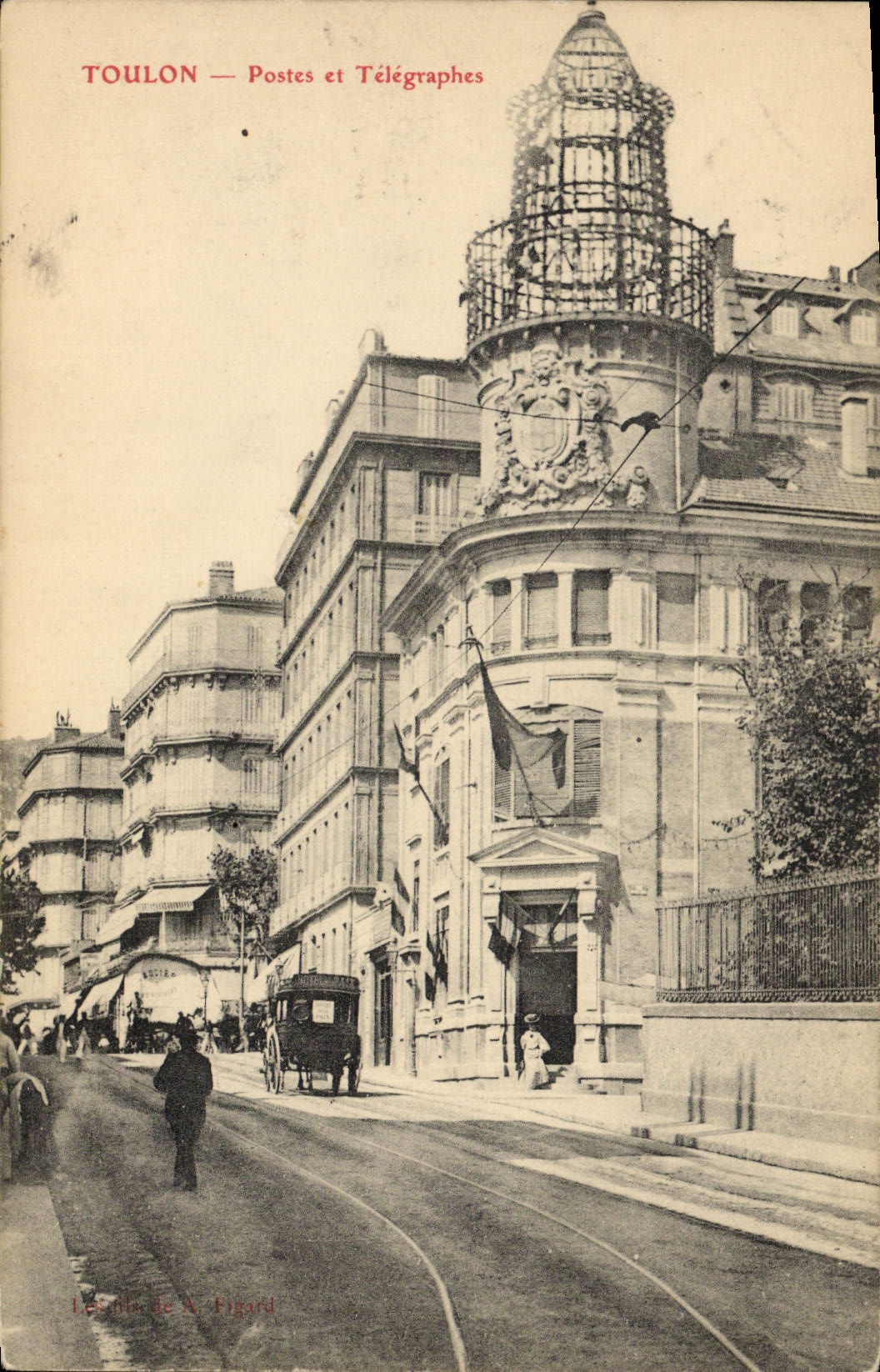 Estaciones y telégrafos de Toulon de la estación de la POSTAL de la VENDIMIA