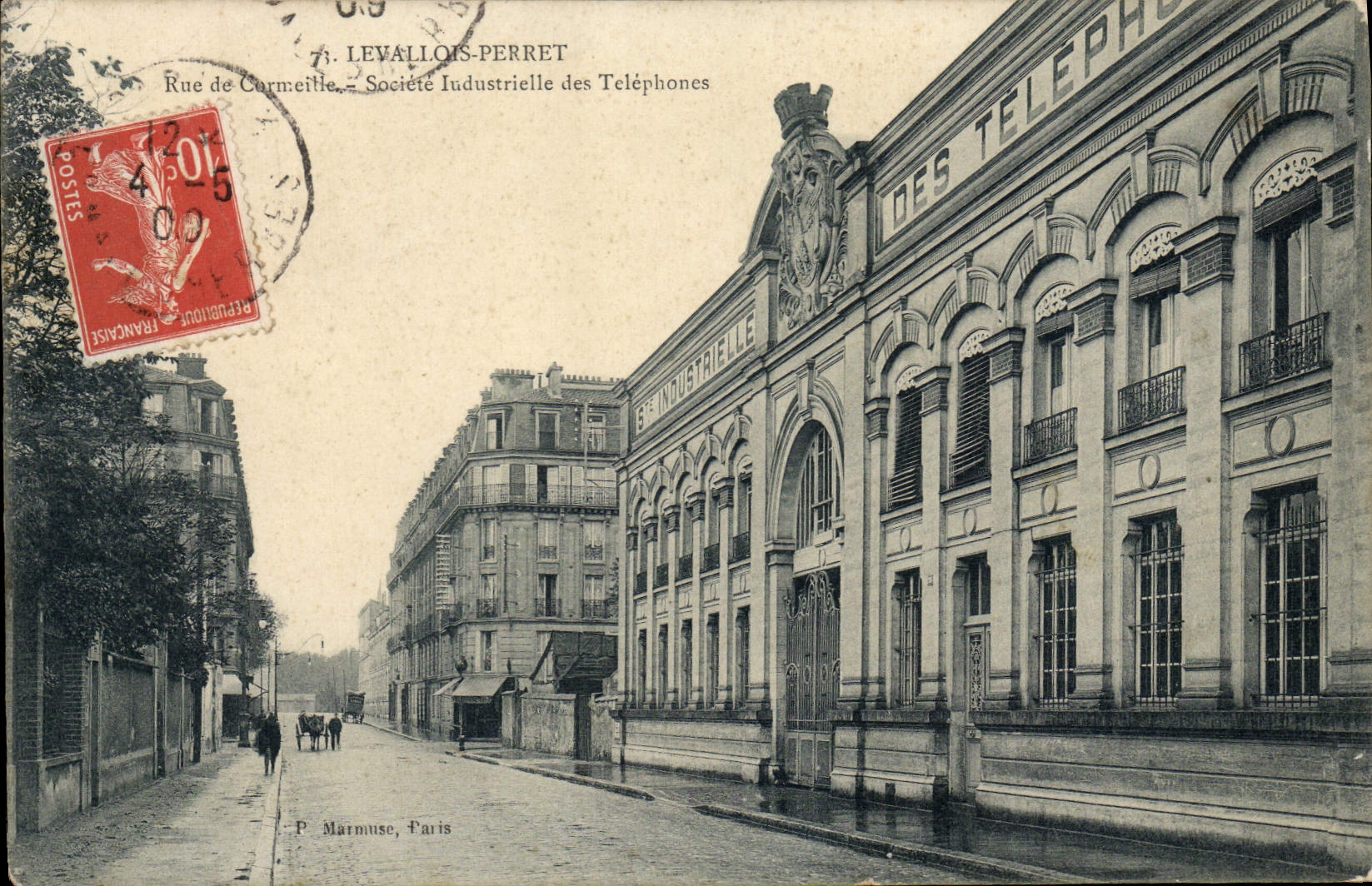 Calle de Levallois Perret de la estación de la POSTAL de la VENDIMIA de la sociedad industrial de Cormeille de los teléfonos