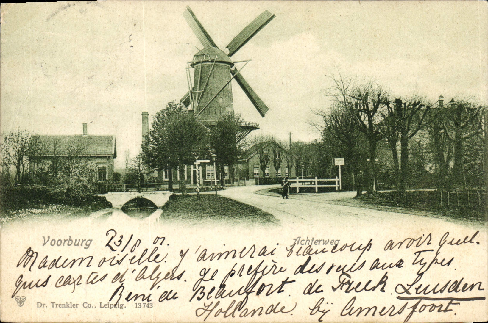 VINTAGE POSTCARD Windmill Voorburg Achterweg