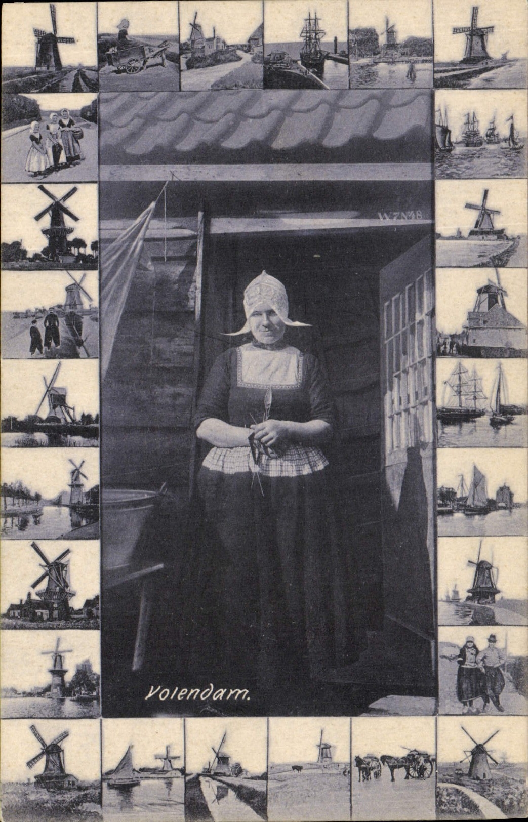 Molino de viento de Volendam de la POSTAL de la VENDIMIA