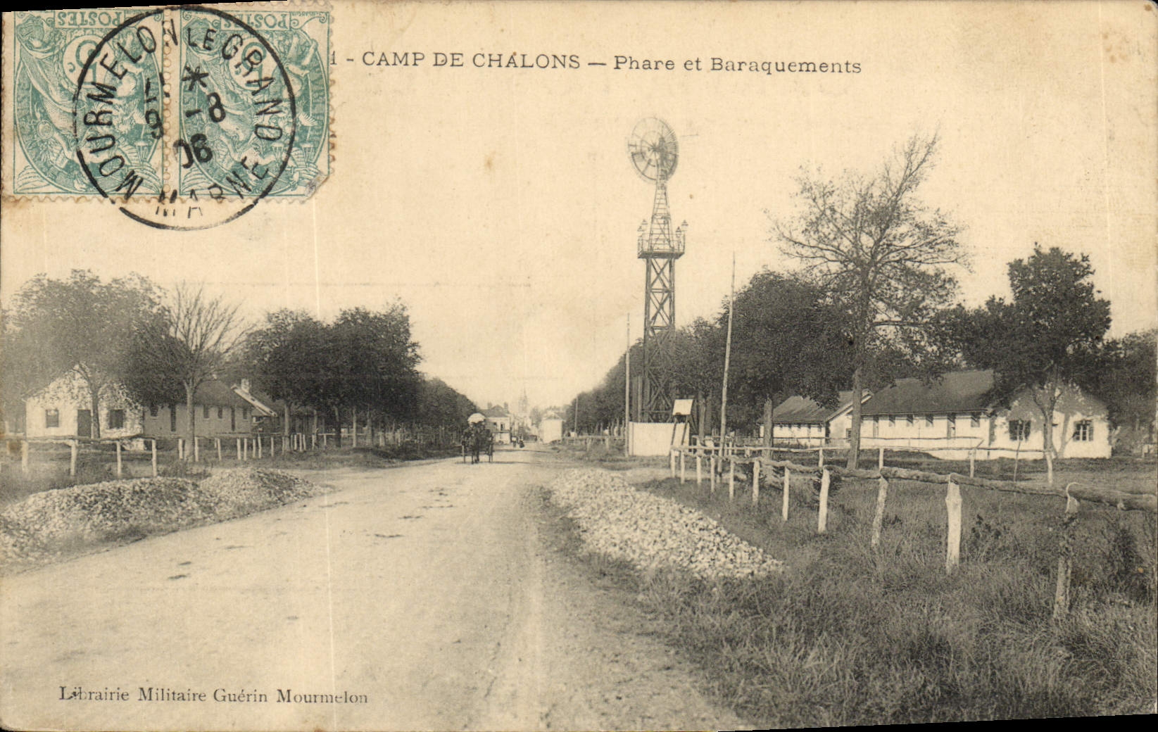 VINTAGE POSTCARD Camp of Trawl-nets Lighthouse and Militaria hutments