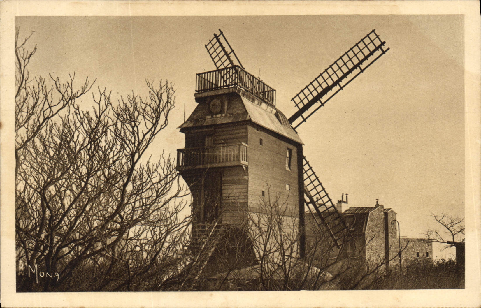 VINTAGE POSTCARD Windmill Paris Mill of the Montmartre Wafer