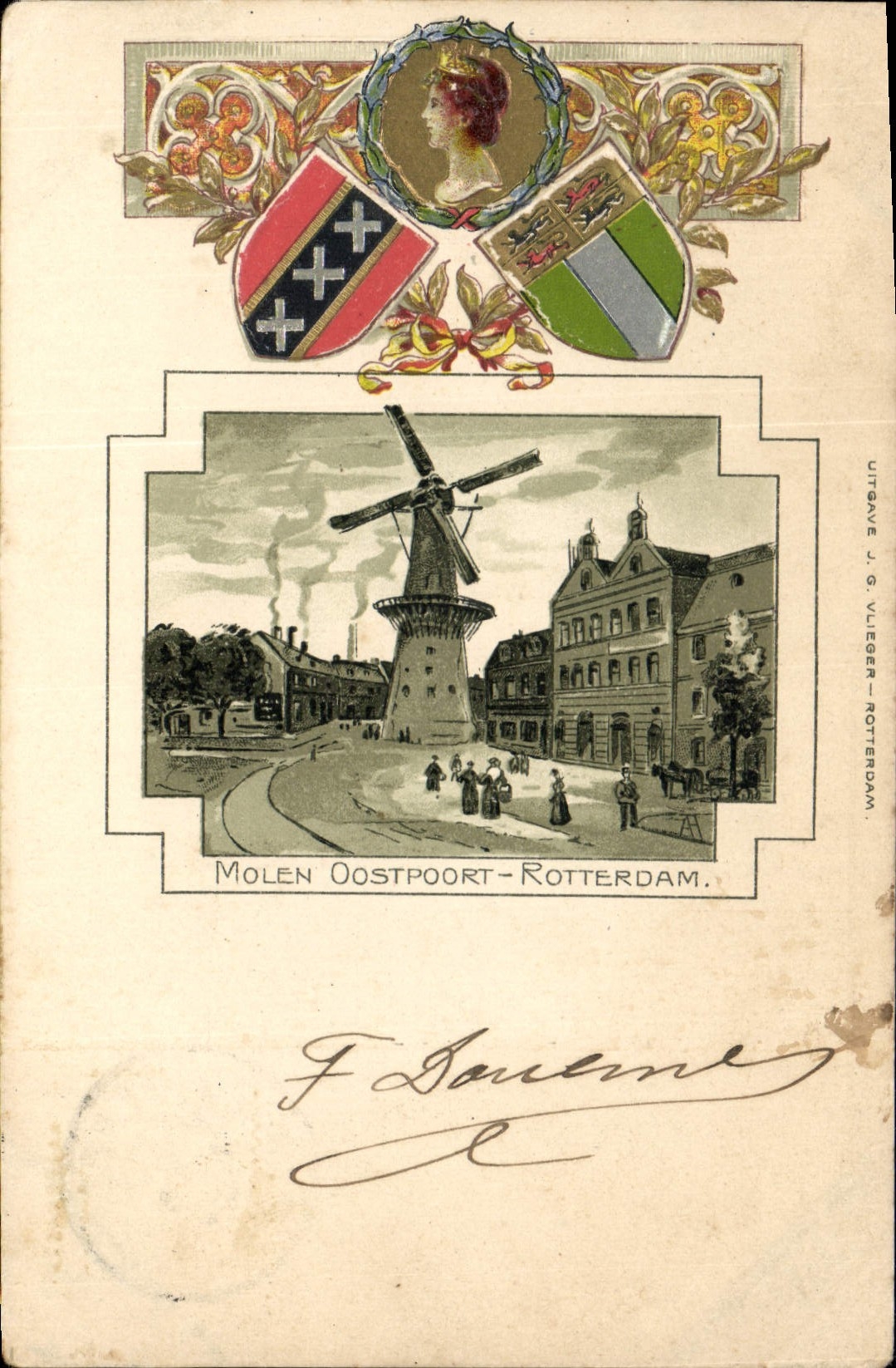 VINTAGE POSTCARD Windmill Molen Oostpoort Rotterdam