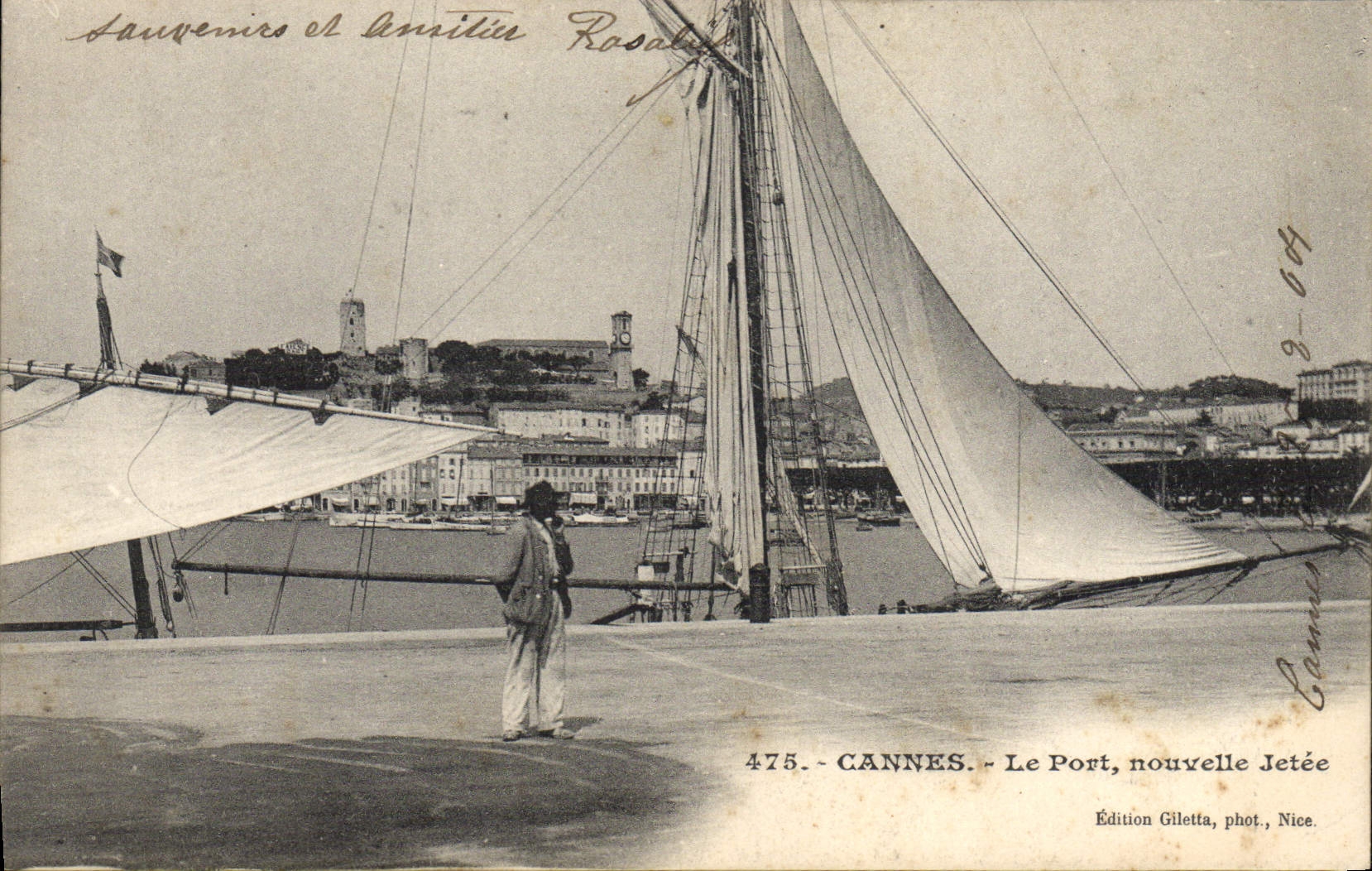 VINTAGE POSTCARD Bateau Fishes Cannes thrown the Nouvelle port