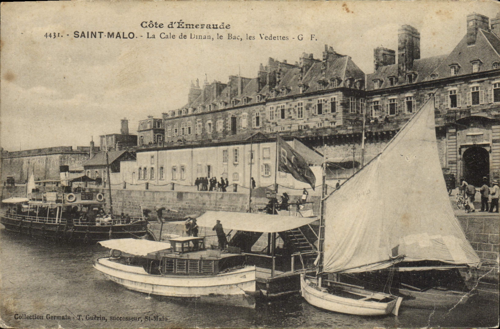 VINTAGE POSTCARD Holy Boat Malo the hold of Dinan the Vat High-speed motorboats