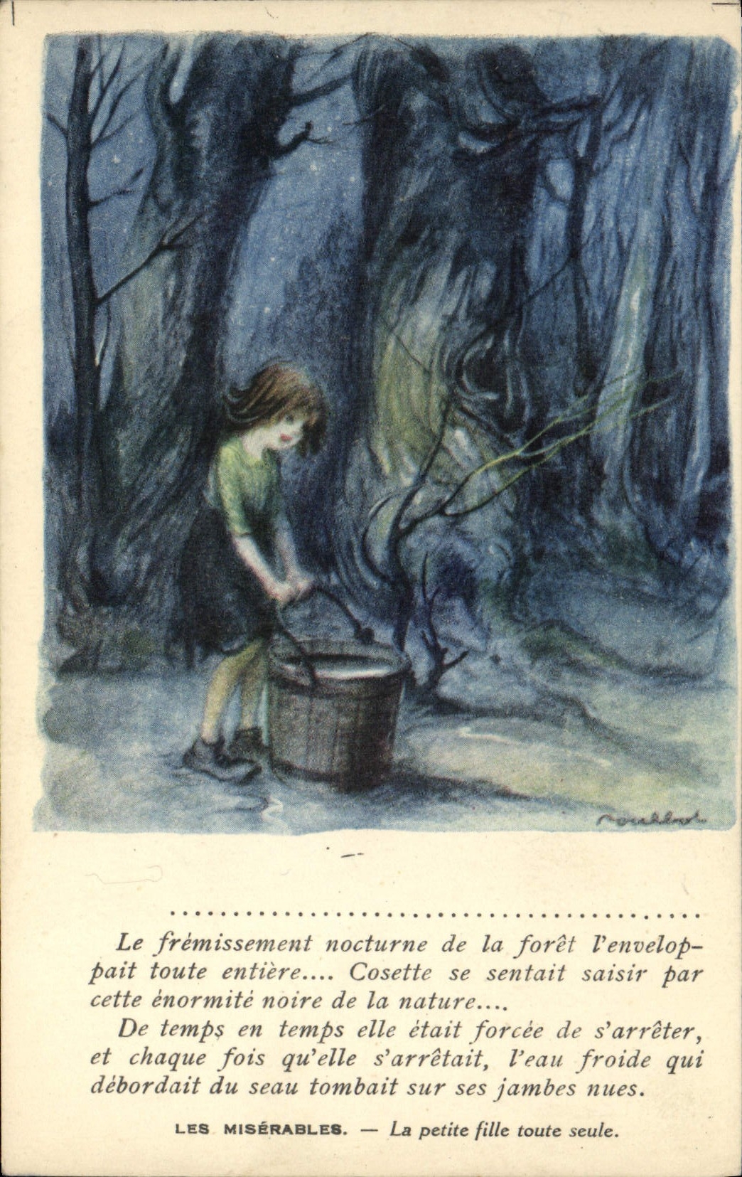 CPA Fantaisie Illustrateur Poulbot Victor Hugo Les miserables La petite fille toute seule