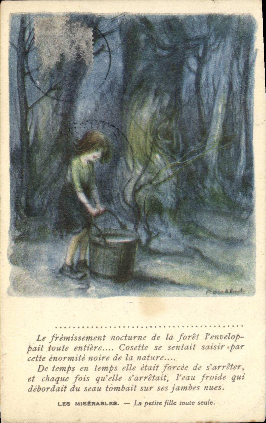 CPA Fantaisie Illustrateur Poulbot Victor Hugo Les miserables La petite fille toute seule