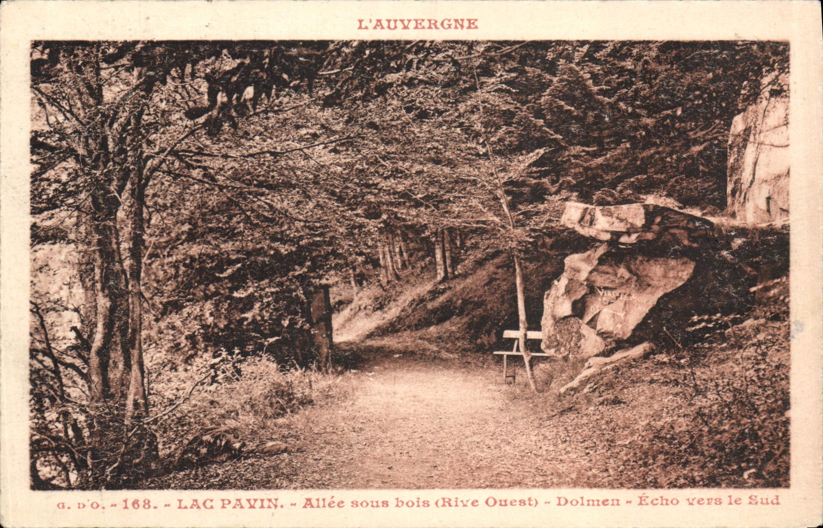 VINTAGE POSTCARD Menhir Dolmen Auvergne Lake Pavin Gone under wood Echo towards the south