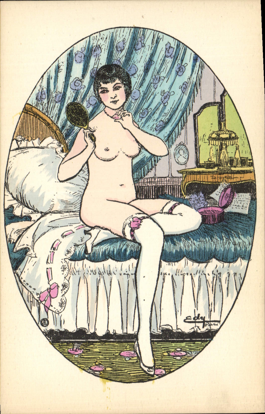 CPA Fantaisie Illustrateur Femme Nu erotique