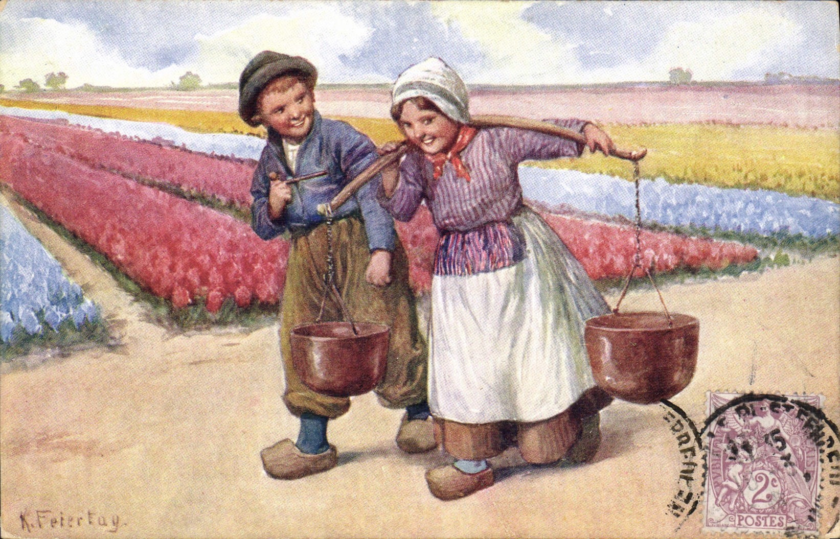 CPA Fantaisie Illustrateur Feiertug Enfants 