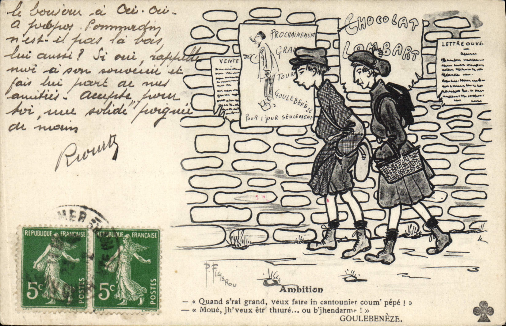 CPA Fantaisie Illustrateur Ambition Chocolat Lombart Goulebeneze