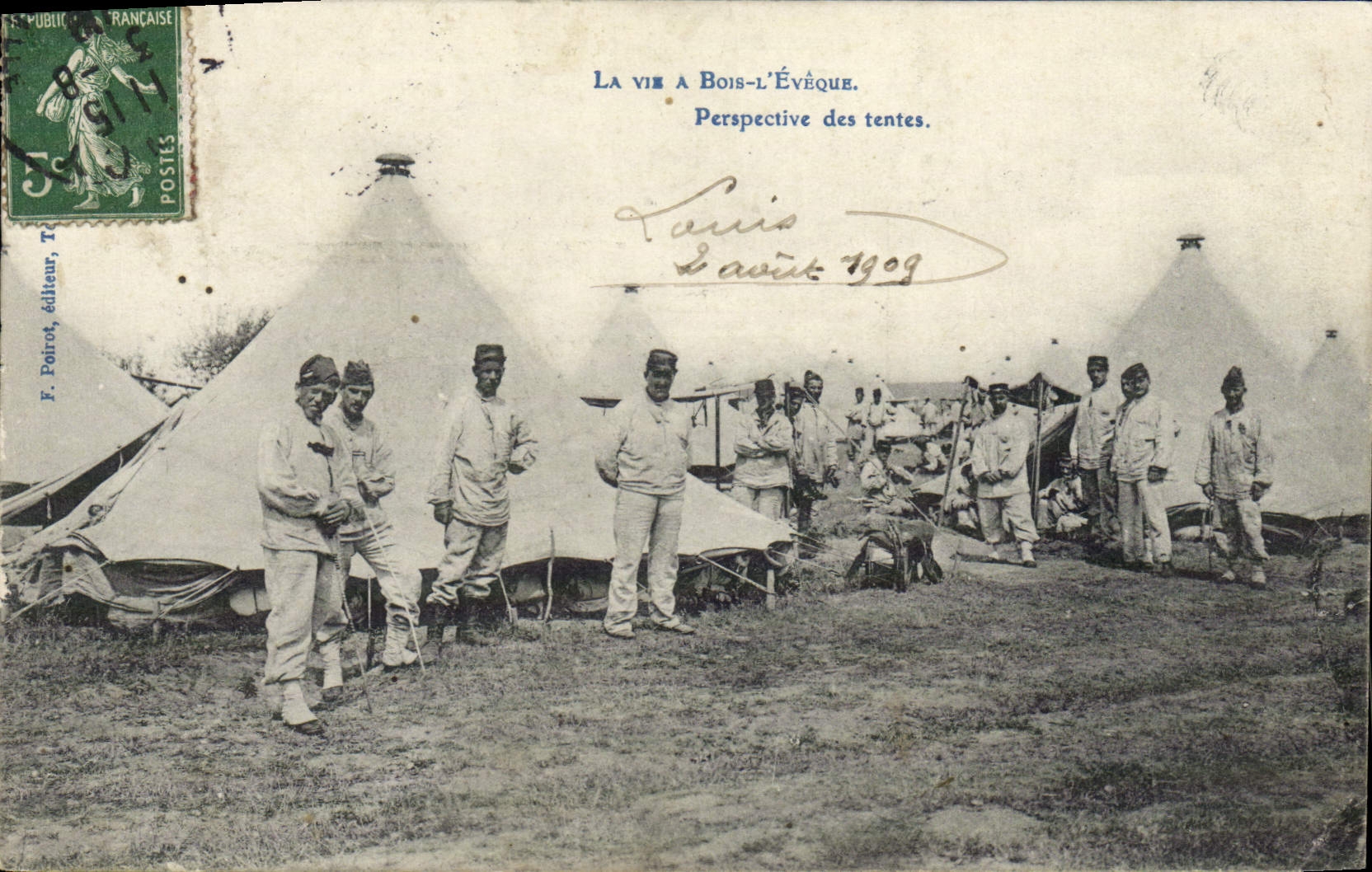 CPA Militaria La vie a Bois l'Eveque Perspective des tentes