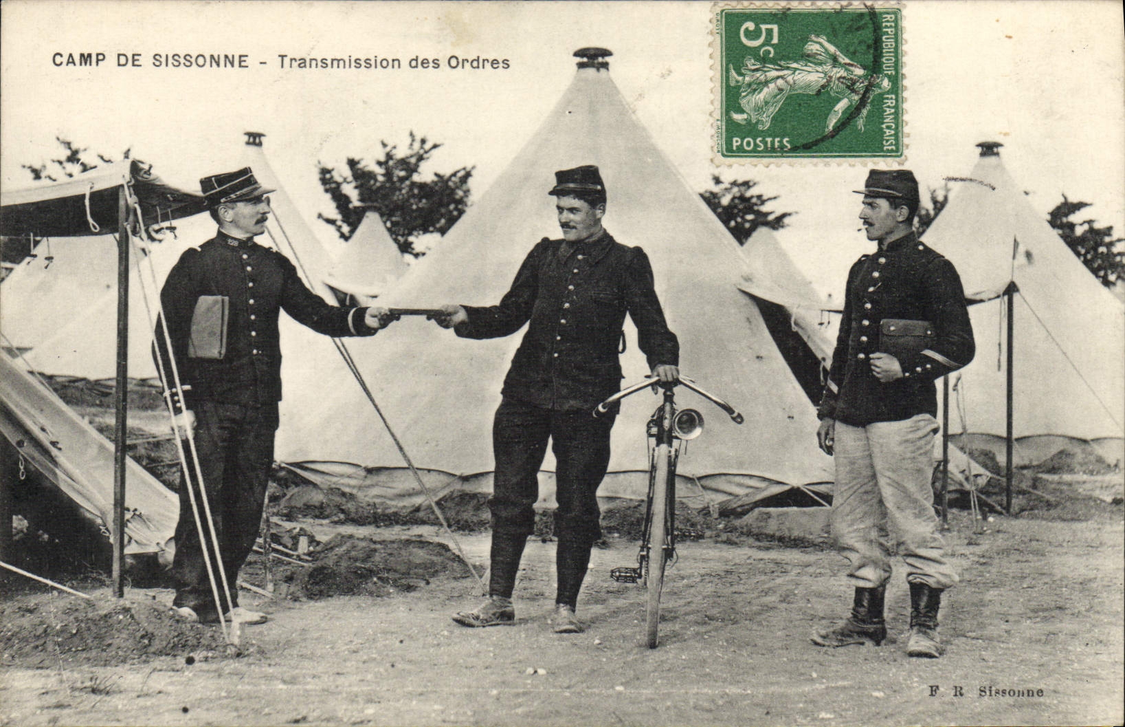 CPA Militaria Camp de Sissonne Transmission des ordres