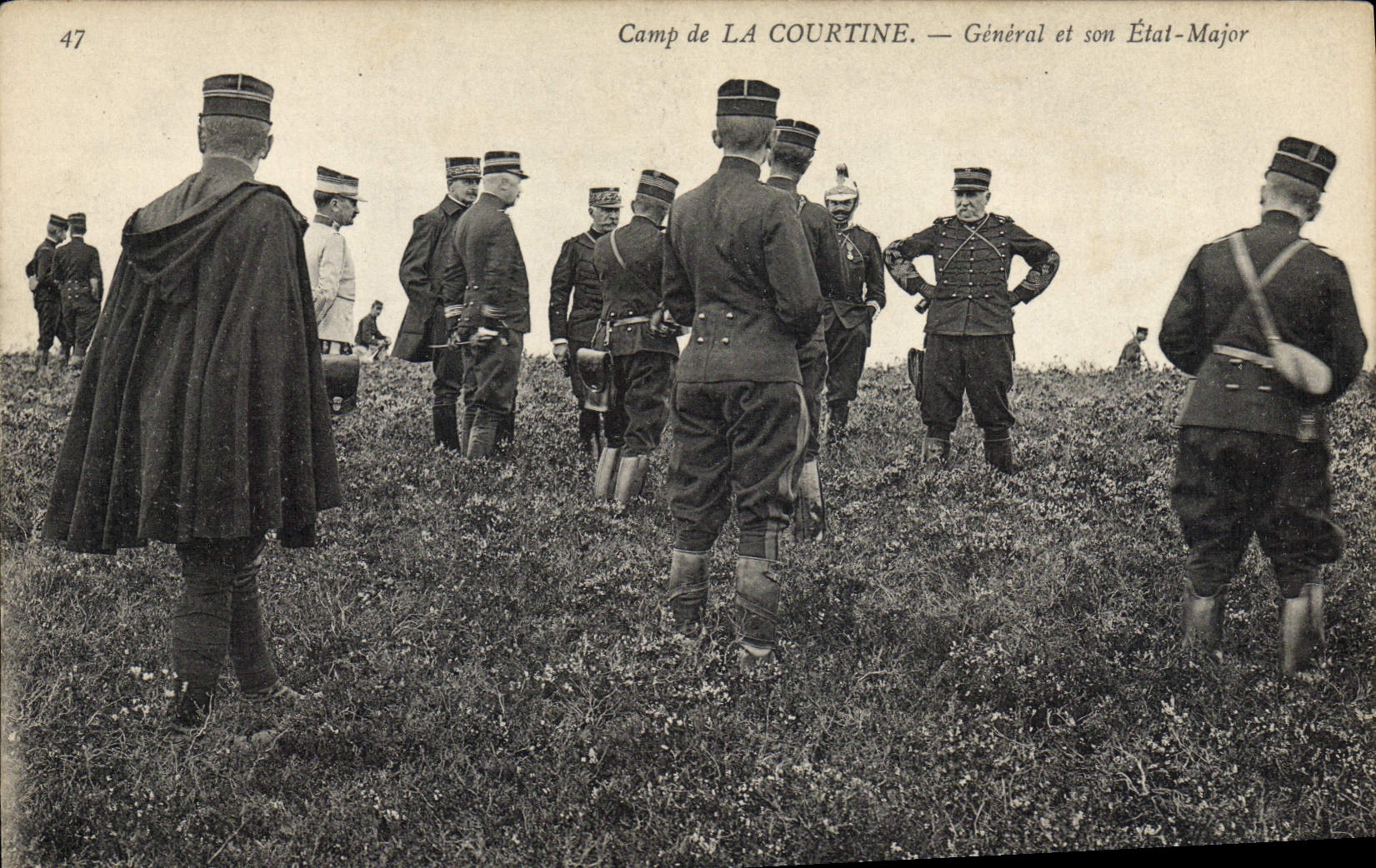 VINTAGE POSTCARD Militaria Camp of Courtine General and its State Major