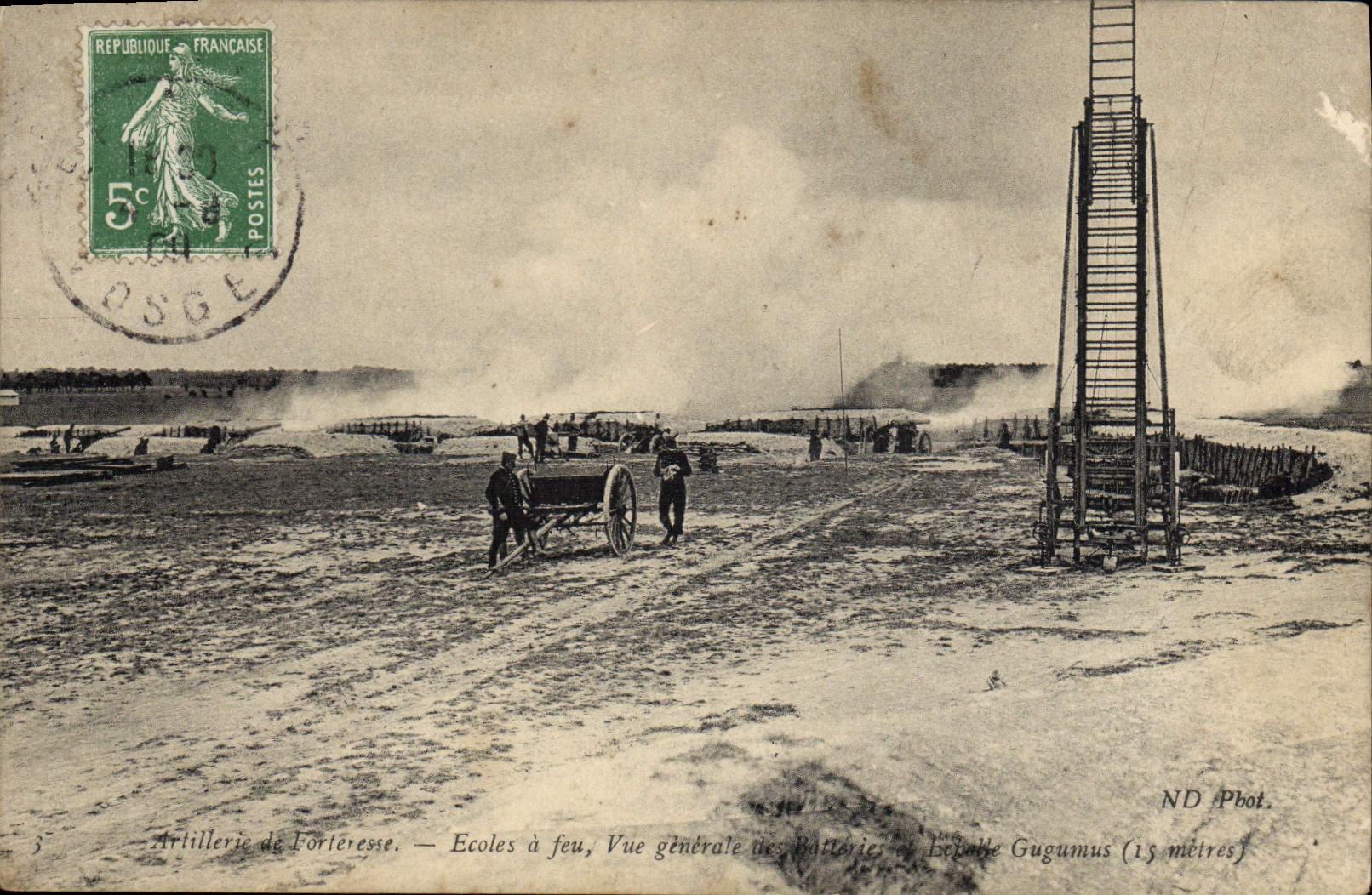 VINTAGE POSTCARD Militaria Artillerie of Ecoles fortress has fire Echelle Gugumus