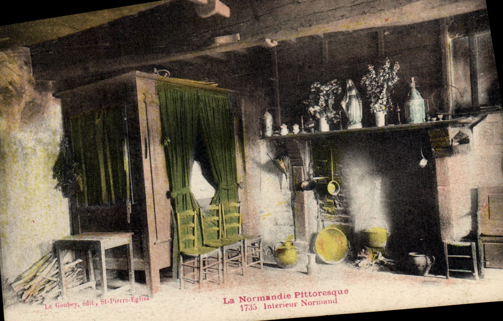 Interior normando de Normandía del folklore de la POSTAL de la VENDIMIA