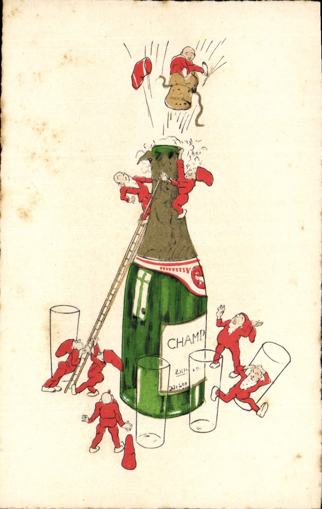 CPA Lutin Fantaisie Champagne