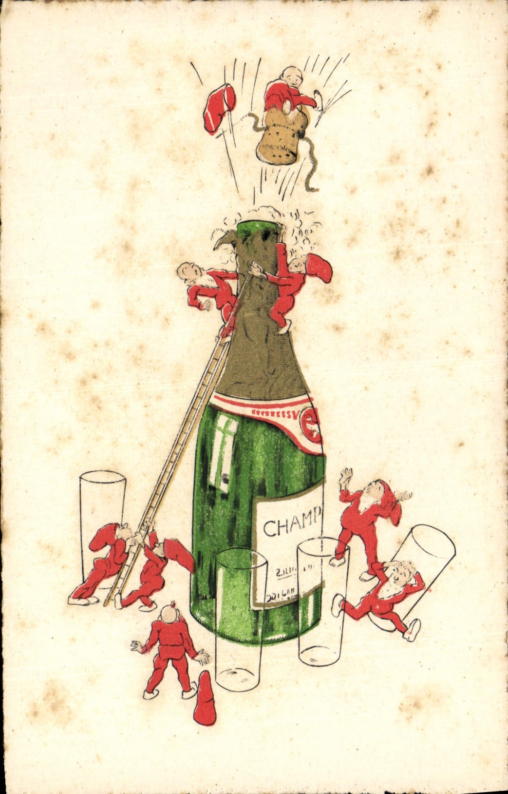 CPA Lutin Fantaisie Champagne