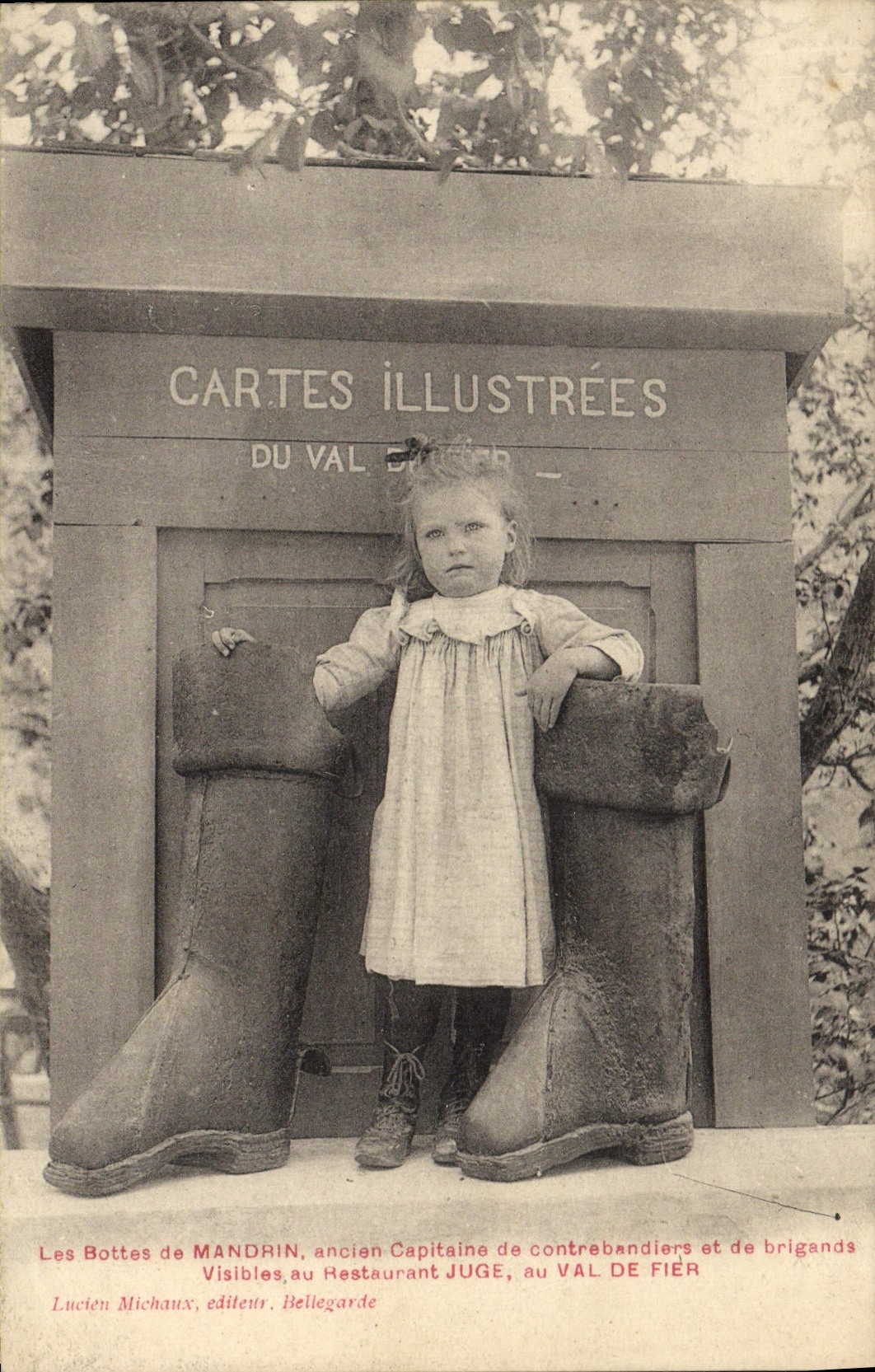 CPA Publicite Cartes Illustrees Enfant Les bottes de Mandrin Contrebandier Restaurant Juge au Val de Fier Savoie 