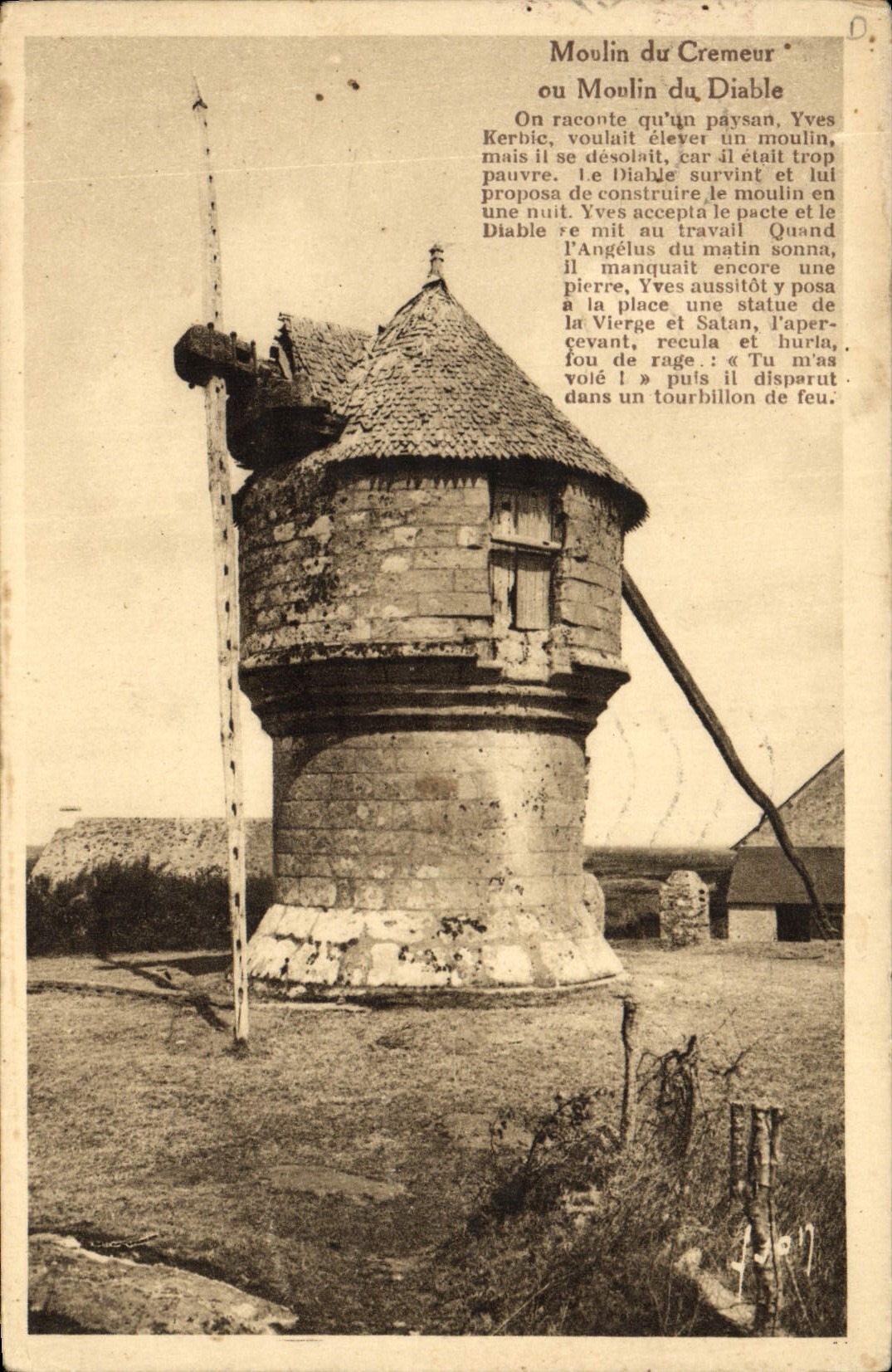 VINTAGE POSTCARD Windmill Mill of Creamy or mill of the devil