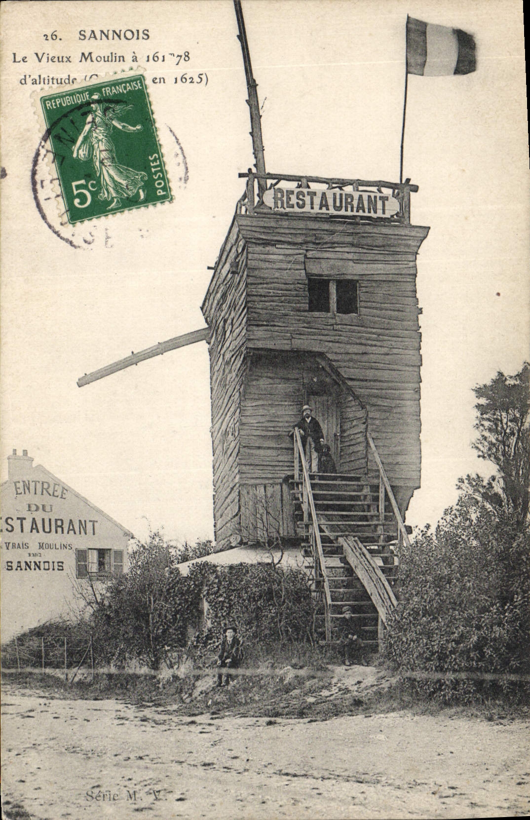 VINTAGE POSTCARD Sannois Windmill the old Restoring mill