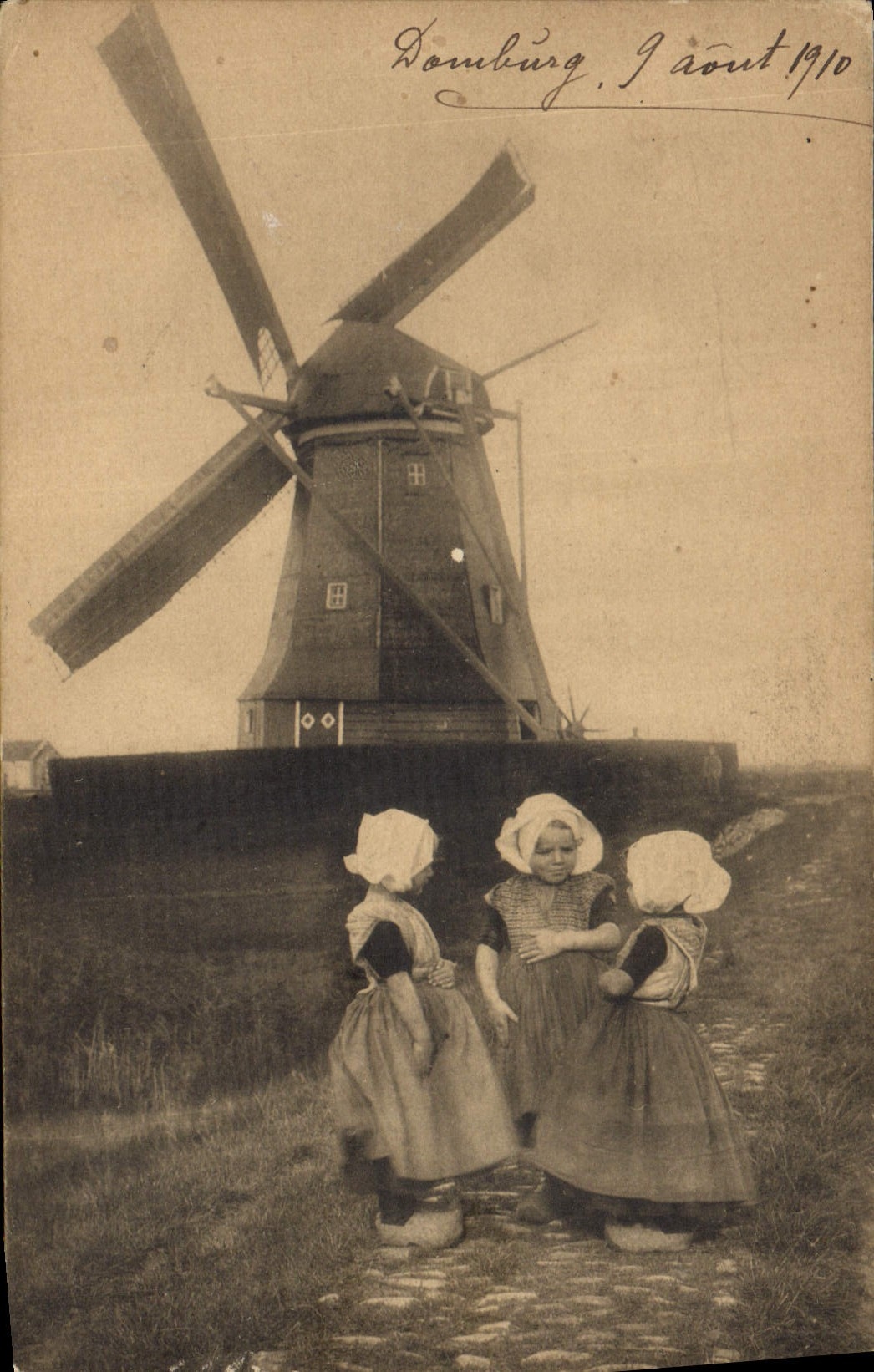 VINTAGE POSTCARD Windmill Children