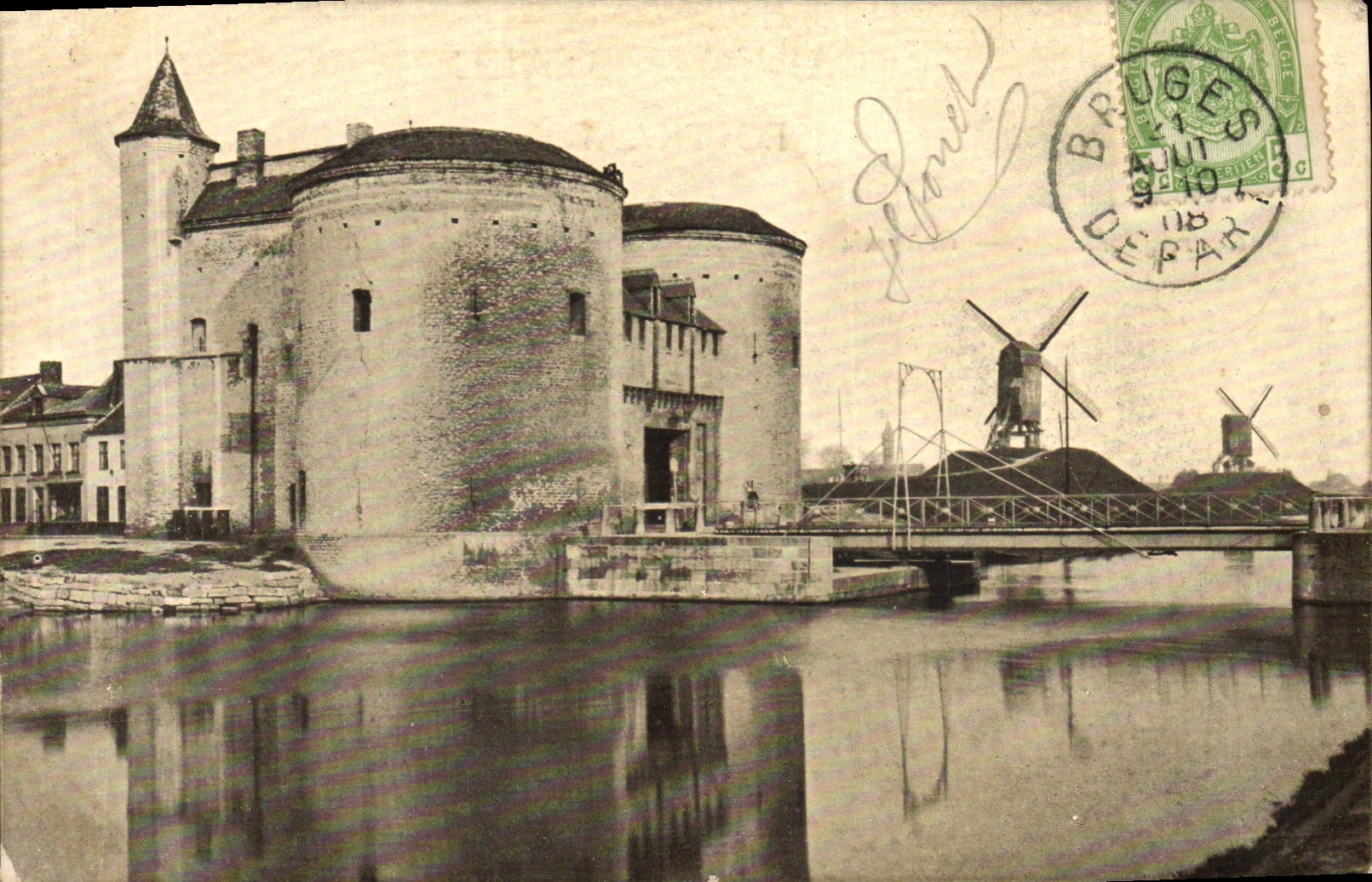 CPA Moulin a vent Bruges La porte Ste Croix
