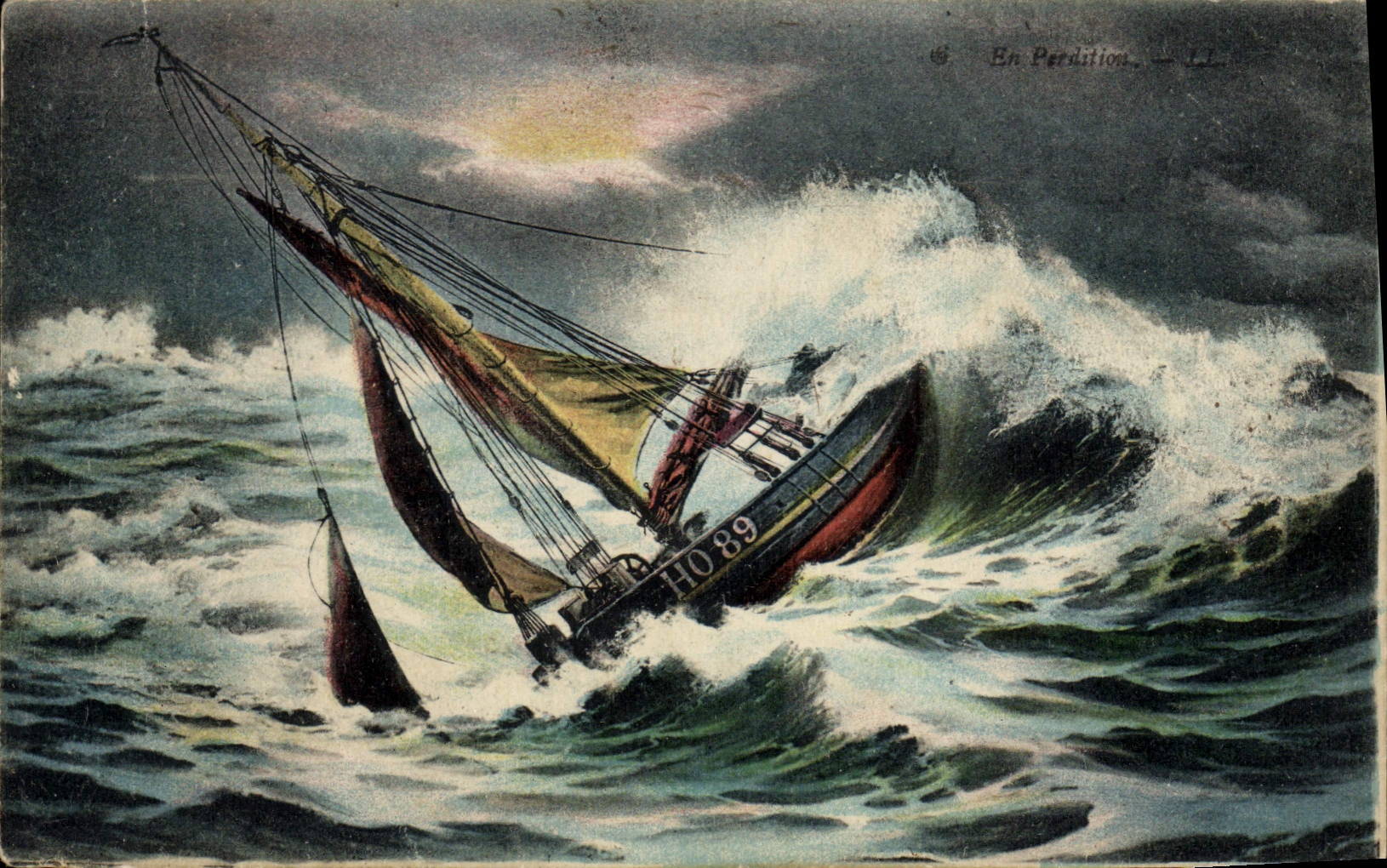 CPA Bateau Peche En perdition 