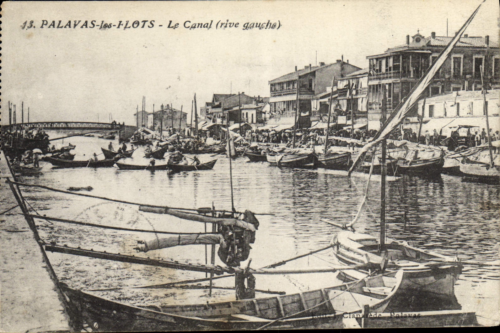 VINTAGE POSTCARD Bateau Fishes Palavas the Floods the canal Left bank