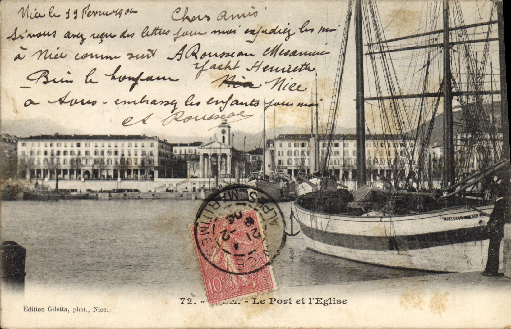 CPA Bateau Peche Nice Le port et l'eglise