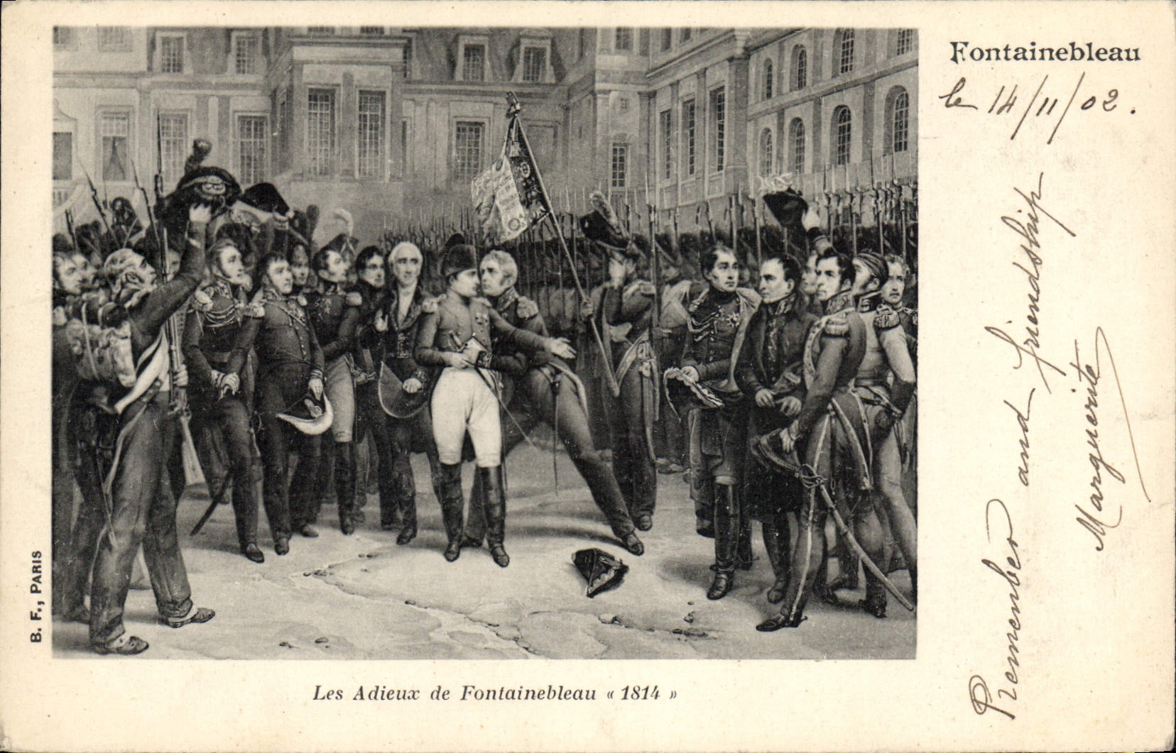 POSTAL Napoleon 1r de la VENDIMIA bueno-byes de Fontainebleau 1814