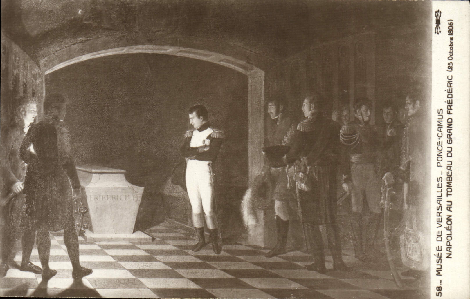Museo de Napoleon de la POSTAL de la VENDIMIA 1r de Versalles Sandpapers Camus Napoleon con la tumba del Federico grande