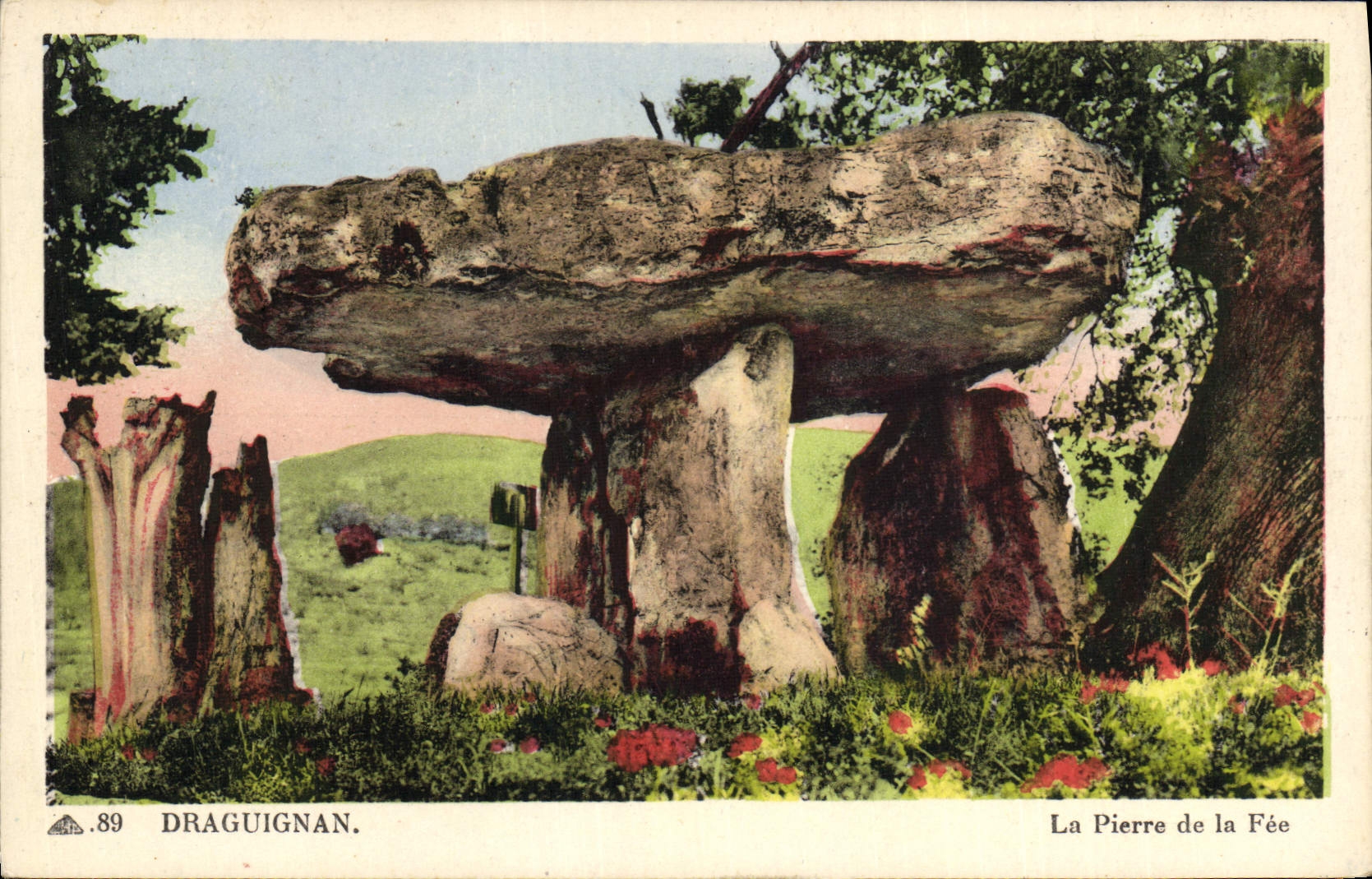 VINTAGE POSTCARD Dolmen Draguignan Menhir stone of the fairy