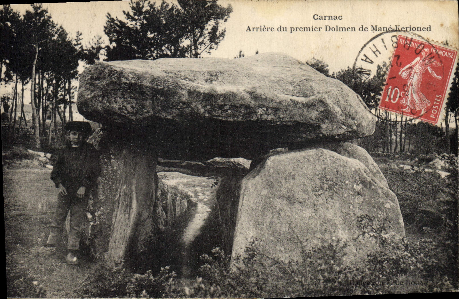 VINTAGE POSTCARD Dolmen Carnac Menhir Postpones first dolmen of Basket Kerioned Enfant Folklore