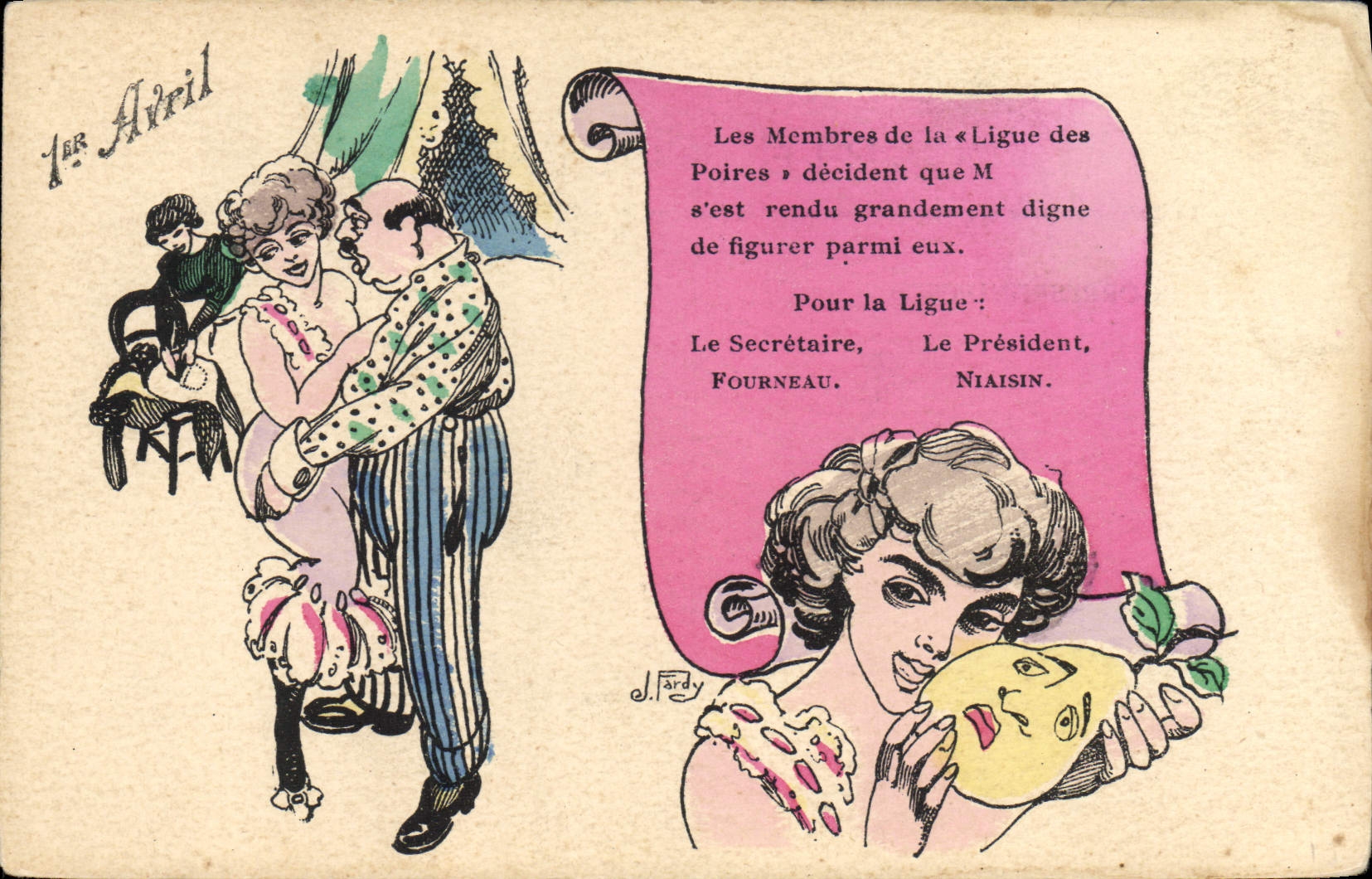 VINTAGE POSTCARD Fantasy Illustrator Woman members of the league of Pears