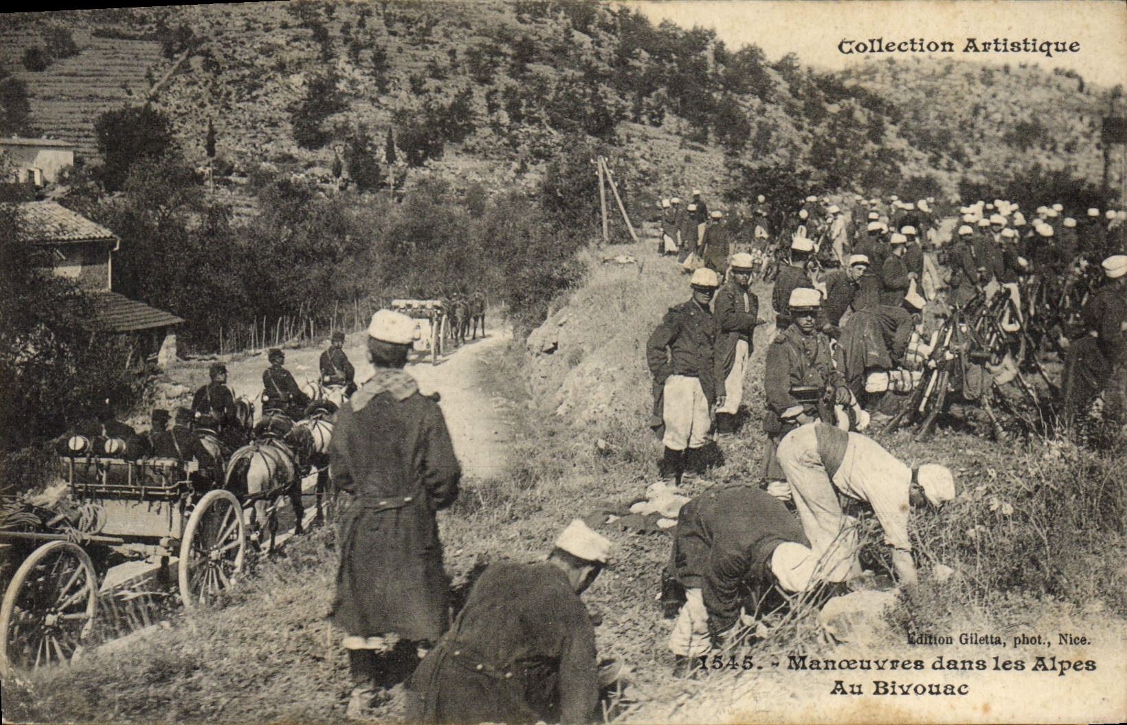 VINTAGE POSTCARD Militaria Operations in the Alps With the bivouac