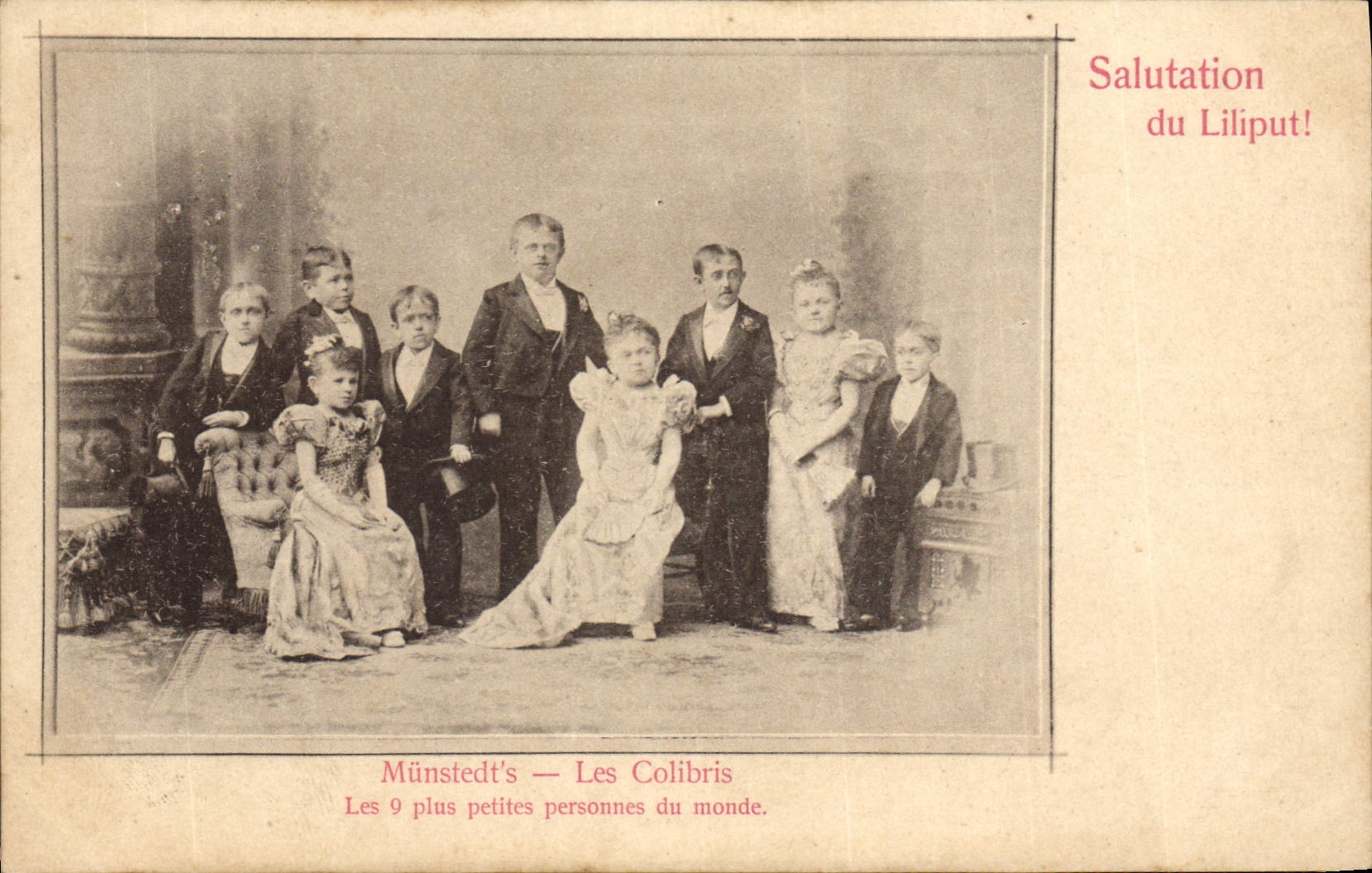 VINTAGE POSTCARD Liliputt Hummingbirds 9 smaller people of the world