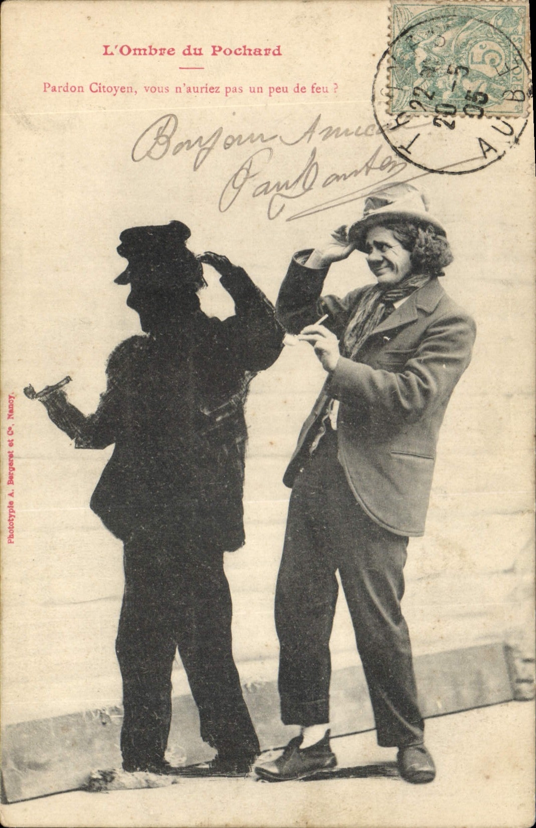 CPA Fantaisie L'ombre du pochard Alcool