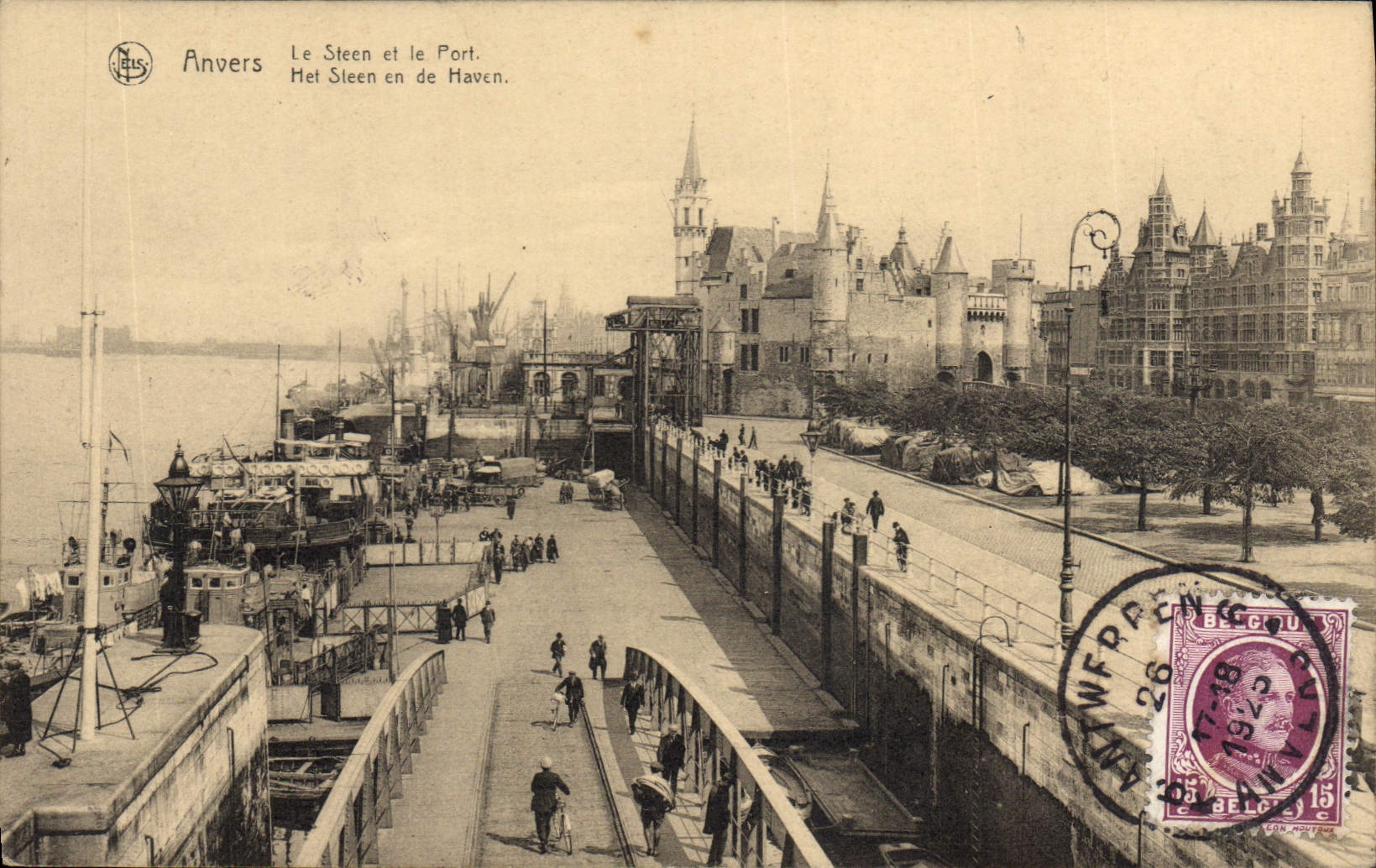 CPA Cartes Postales Anvers Le Steen et le port Bateaux Publicite Robert Vender Rue de la Villette Marcinelle Charleroi