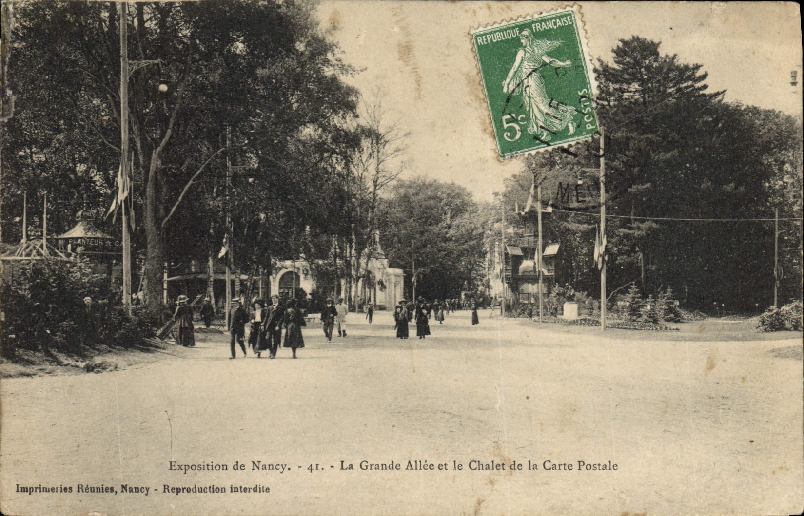 VINTAGE POSTCARD Postcards Fair of Nancy the large alley and the country cottage of the Postcard