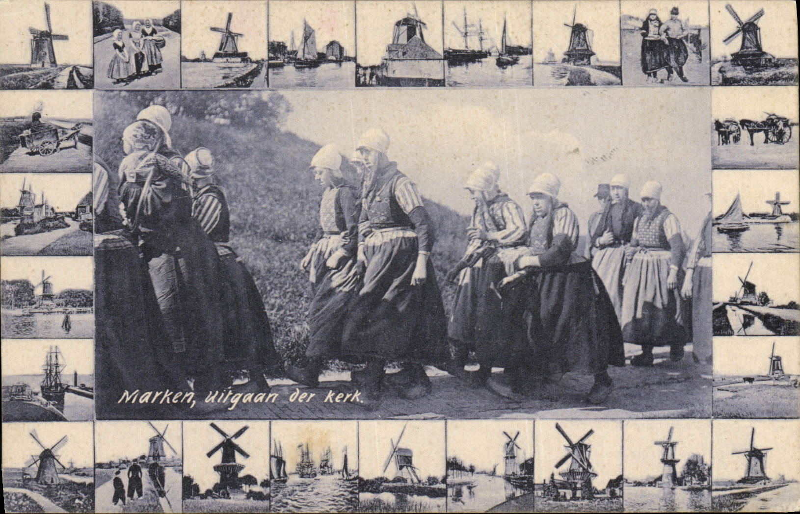 Der Kerk de Marken Uitgaan del molino de viento de la POSTAL de la VENDIMIA