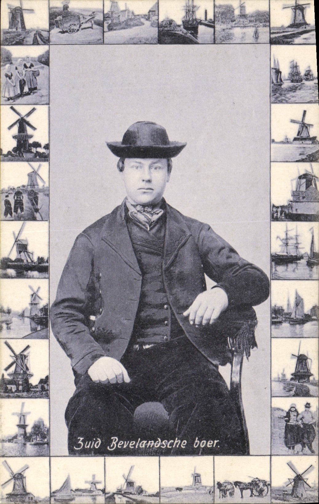 Boer de Zuid Bevelandsche del molino de viento de la POSTAL de la VENDIMIA