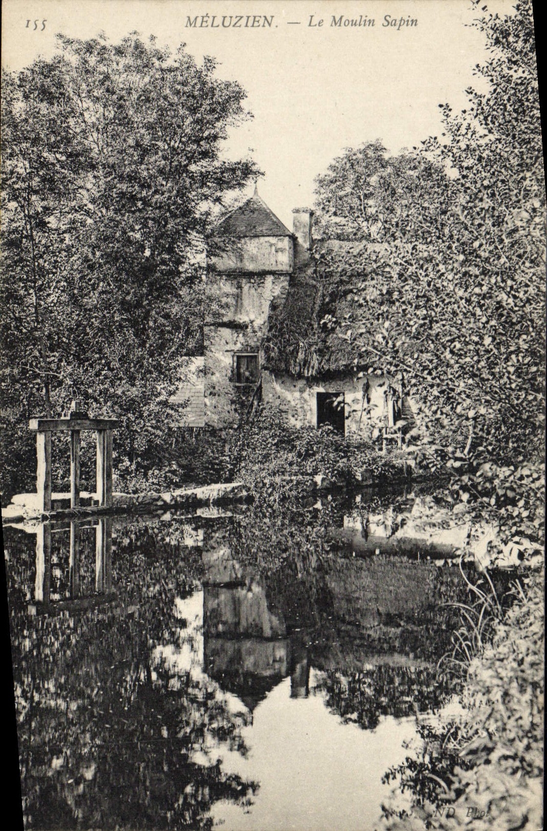 VINTAGE POSTCARD Meluzien Windmill the mill fir tree