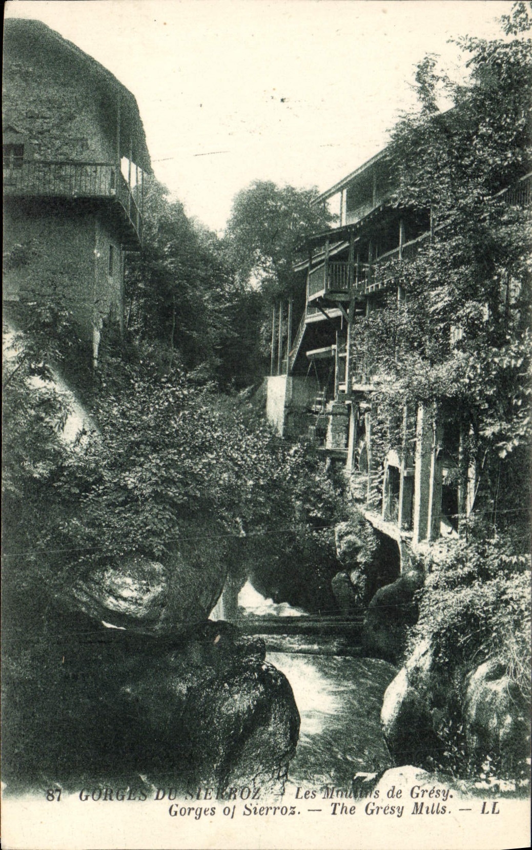 VINTAGE POSTCARD Mill Falls of Sierroz mills of Gresy