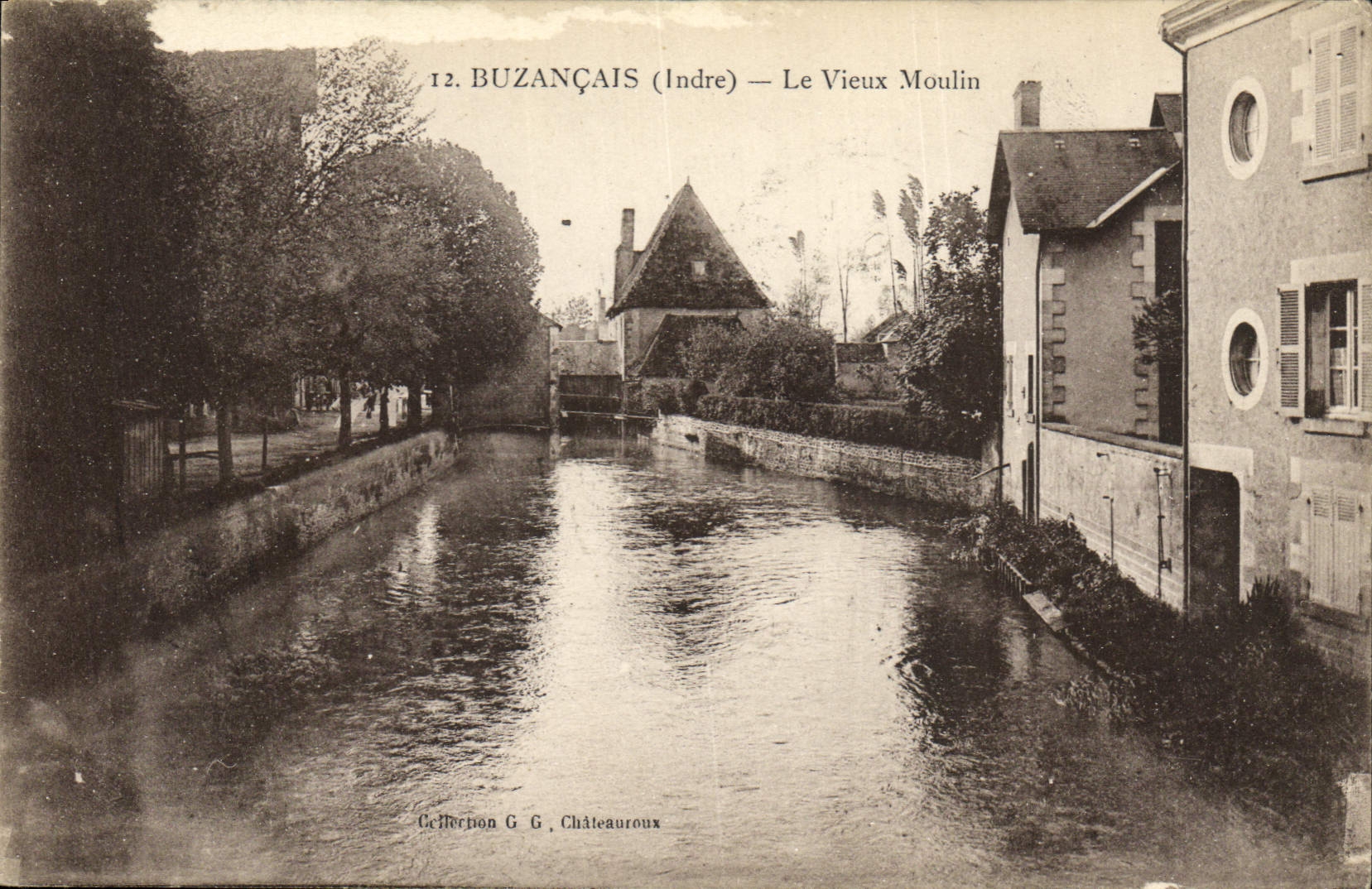VINTAGE POSTCARD Buzancais Mill the old mill