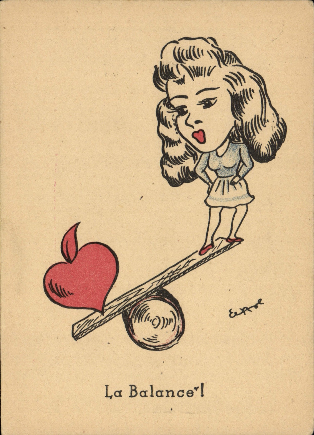 VINTAGE POSTCARD Fantasy Illustrator the balance