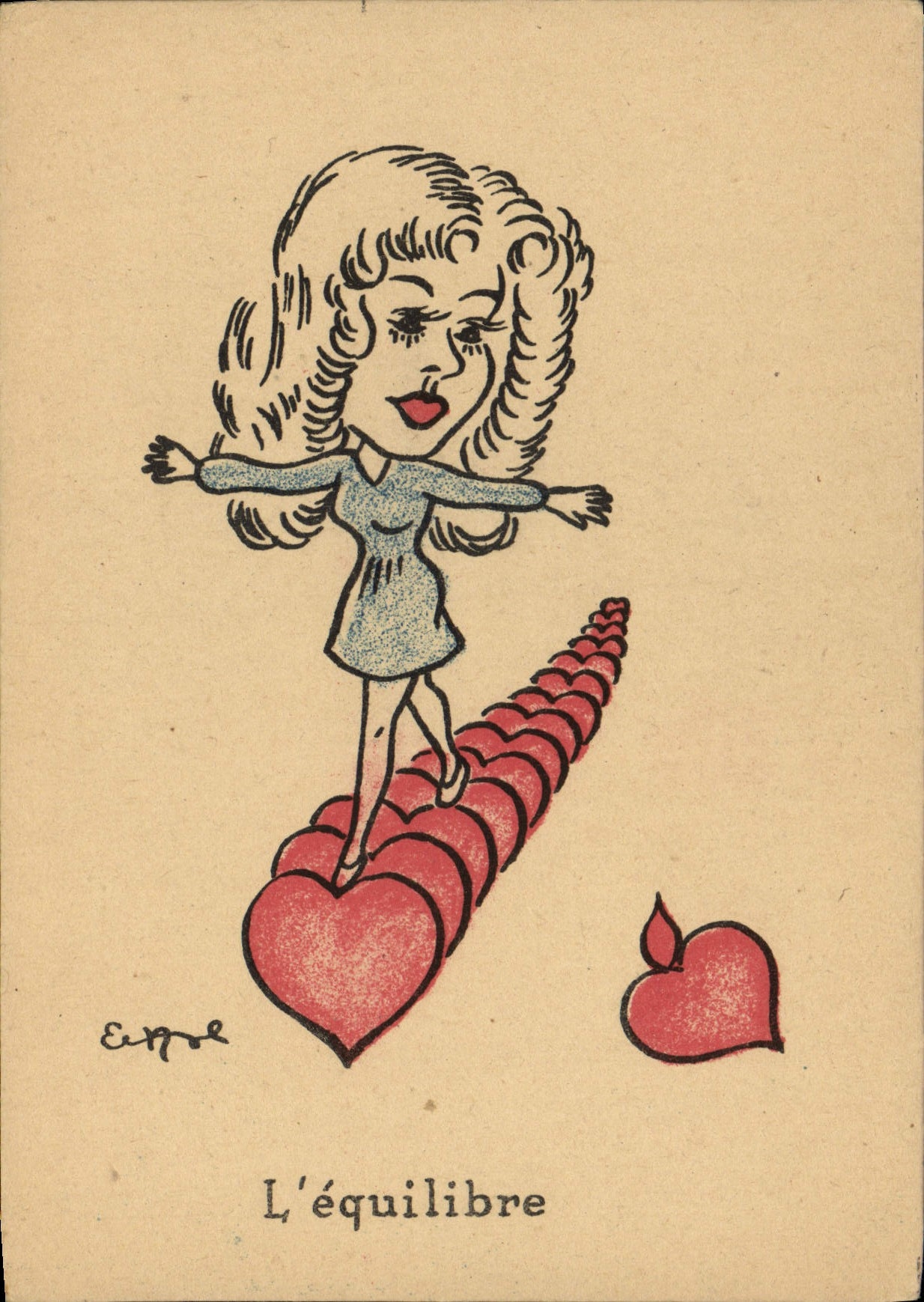 VINTAGE POSTCARD Fantasy Illustrator balance