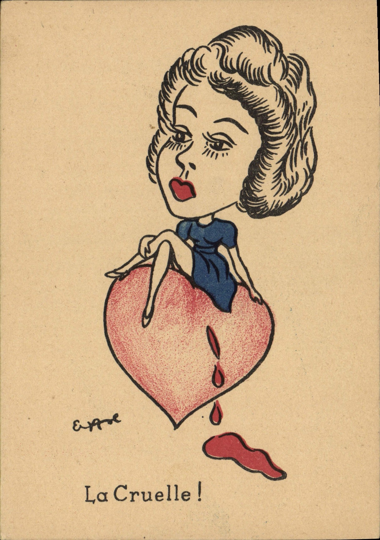 VINTAGE POSTCARD Fantasy Illustrator cruel the Heart
