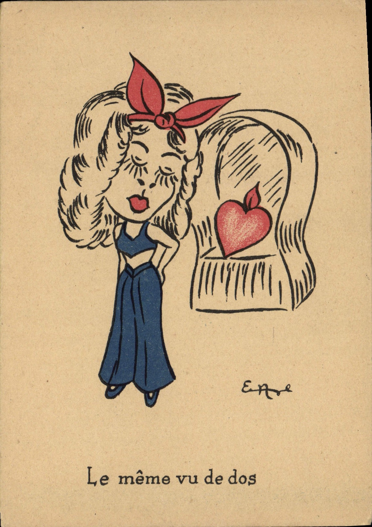 VINTAGE POSTCARD Fantasy Illustrator the same one seen back Heart